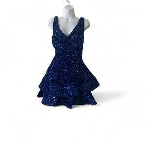 Women's Blue and Navy Dress